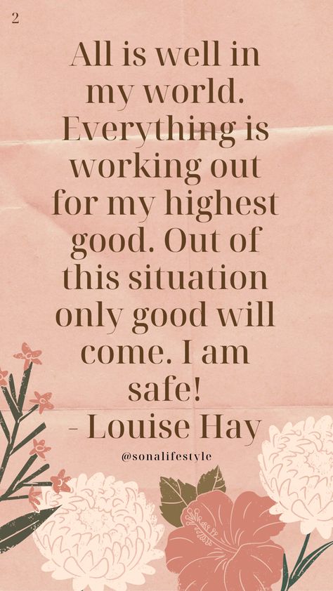 Louise Hay All Is Well, All Is Well Quotes, Louis Hay Affirmations, Magical Affirmations, Yoga Affirmations, Louis Hay, Louise Hay Quotes, Buddhism Beliefs, Louise Hay Affirmations