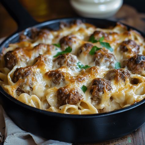 Swedish Meatball Noodle Bake Recipe - Forecipes Meatballs Egg Noodles, Swedish Meatballs And Noodles, Meatball Noodle Bake, Baked Swedish Meatballs, Traditional Swedish Meatballs, Creamy Swedish Meatballs, Lunch Casserole, Noodle Bake, Tender Meatballs