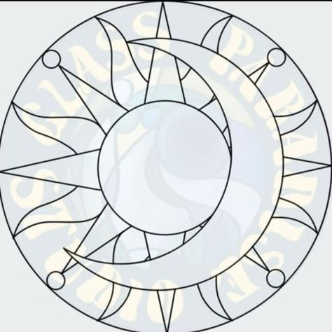 Stained Glass Sun And Moon Patterns, Stained Glass Art Templates, Sun And Moon Mosaic Patterns, Sun Moon Stained Glass Patterns, Sun Moon Mosaic, Mosaic Table Top Designs Patterns, Easy Mosaic Patterns Templates, Tarot Card Stained Glass Pattern, Stained Glass Patterns Free Templates