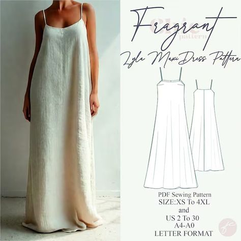 FragrantChicDesign - Etsy Beach Dress Sewing Pattern, Dress Sewing Patterns Beginner, Strappy Dress Pattern, Simple Sewing Dress Patterns, Free Babydoll Dress Pattern, Simple Wedding Dress Pattern, Maxi Dress Pattern Sewing Easy Diy, Easy Summer Dress Sewing Pattern Free, Bohemian Sewing Patterns