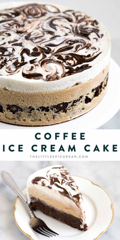 Coffee Ice Cream Cake - The Little Epicurean Coffee Ice Cream Cake, Food Habits, Ice Cream Cake Recipe, Brownie Desserts, Coffee Ice, Swedish Meatballs, Coffee Ice Cream, Potato Fries, Cream Desserts