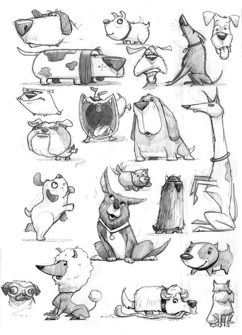 Dog Comics, Illustration Tutorial, Dog Sketch, Art Kawaii, Character Design Sketches, Cartoon Sketches, Dog Illustration, Animal Sketches, Character Design Animation