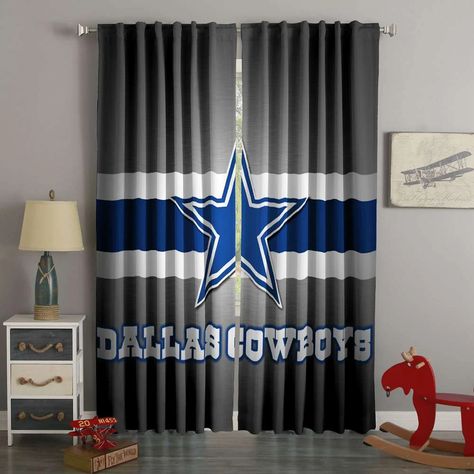 Dallas Cowboys Room Decor, Dallas Cowboys Bedroom, Dallas Cowboys Room, Cowboy Room, Dallas Cowboys Decor, Custom Living Room, Cow Boys, Dallas Cowboys Logo, Living Room Curtains