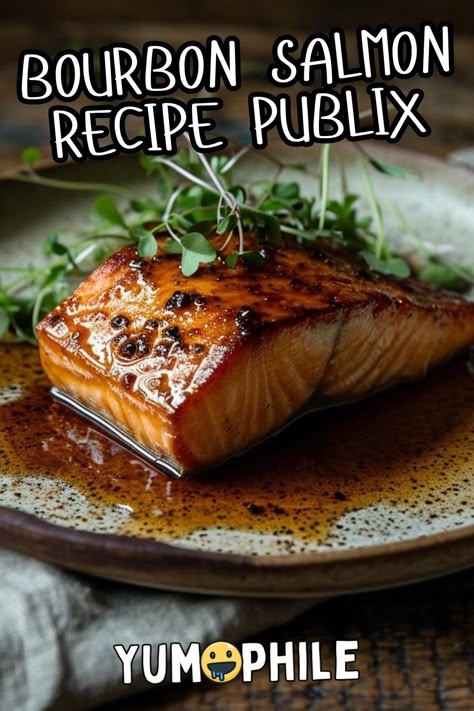 Bourbon Salmon Recipe Publix Salmon With Bourbon Sauce, Bourbon Smoked Salmon, Bourbon Marinade For Salmon, Drunken Salmon Recipe, Bourbon Glazed Salmon Air Fryer, Honey Bourbon Salmon Glaze, Bourbon Salmon Recipes Baked, Bourbon Salmon Marinade, Bourbon Marinated Salmon