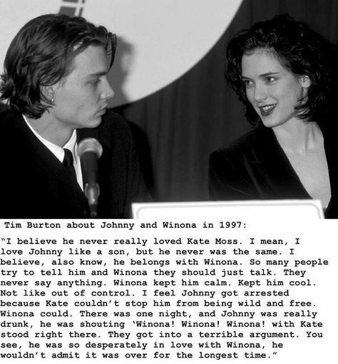 🎬🍿 on Instagram: “Tim Burton talking about Johnny Depp and Winona Ryder in 1997 😭” Winona Ryder 90s, Johnny And Winona, Johnny Depp And Winona, John Depp, Winona Forever, جوني ديب, Young Johnny Depp, Johnny D, Edward Scissorhands