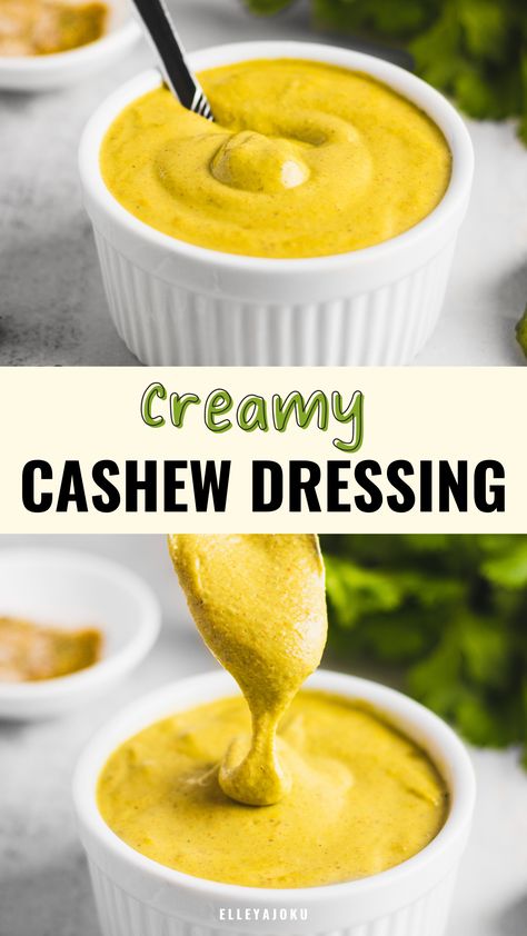 Vegan Cashew Dressing, Cashew Dressing Vegan, Cashew Dressing Recipe, Cashew Salad Dressing, Plant Based Salad Dressing, Greek Yogurt Salad Dressing, Plant Based Dressing, Cashew Dressing, Dressing Simple