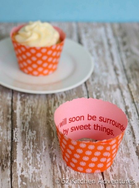 Fortune Cupcake Wrapper printable by 52 kitchen adventure Cookie Cupcakes, Adoption Shower, Pta Ideas, Homemade Cupcakes, Diy Cupcakes, Cupcake Ideas, Cupcake Wrappers, Fortune Cookie, Baking Ideas