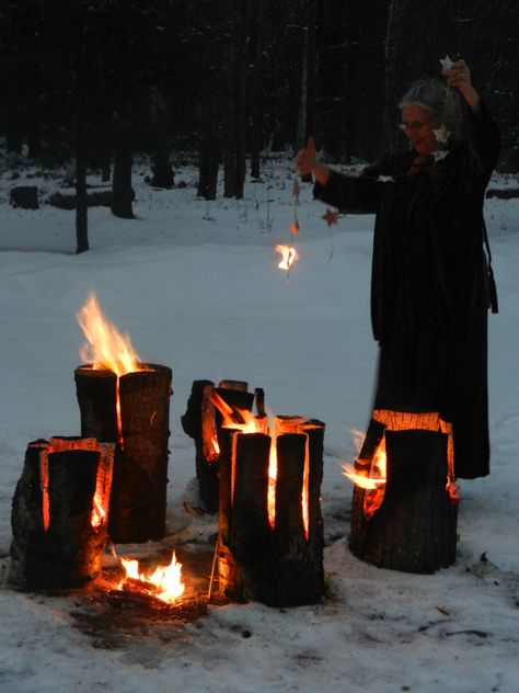 Fire for the  Winter Solstice - Celebrate the beginning of our Earths renewal. Winter Solstice Party, Yule Celebration, Winter Solstice Celebration, Solstice Party, Pagan Yule, Solstice And Equinox, Solstice Celebration, The Longest Night, Winter Party