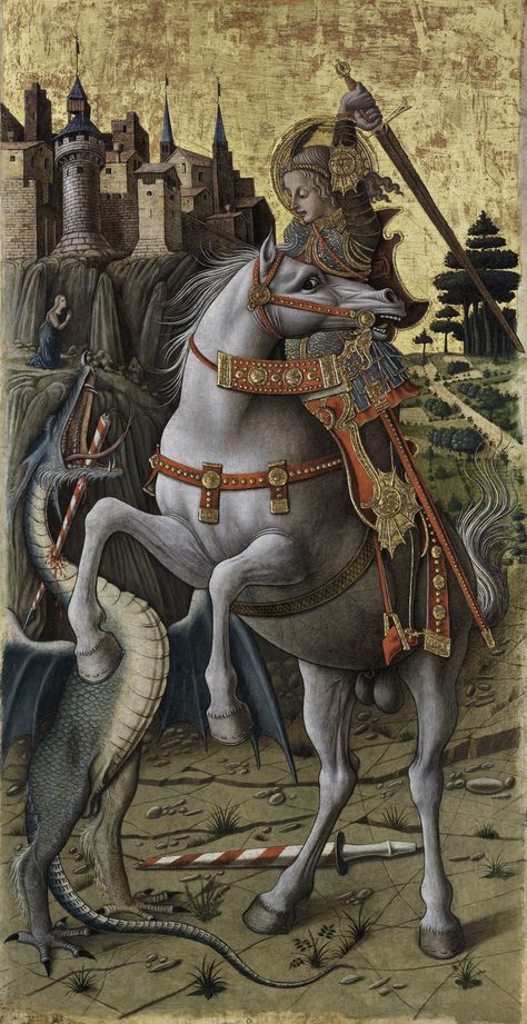 Saint George Slaying the Dragon | Isabella Stewart Gardner Museum Carlo Crivelli, Dragon Medieval, Saint George And The Dragon, Gardner Museum, Medieval Dragon, Saint George's, A4 Poster, Saint George, Medieval Art