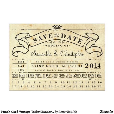 Train Station Wedding, St Louis Union Station, Vintage Ticket, Black And White Wedding Invitations, Date Invitation, Save The Date Card, Formal Invitation, Punch Cards, Save The Date Invitations