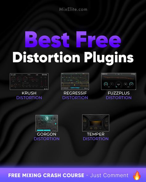 Free Mixing Crash Course 👉 MixElite.com/free-course   We're talking the best free distortion plugins out there.    #beatmakers #musicproduction #freemusictools #distortionplugin #homestudiolife #producerlife #sounddesign #audiogear Music Hacks, Music Basics, Music Engineers, Kanye West Outfits, Sound Engineering, Drum Patterns, Music Mixing, Music Tutorials, Recording Studio Home