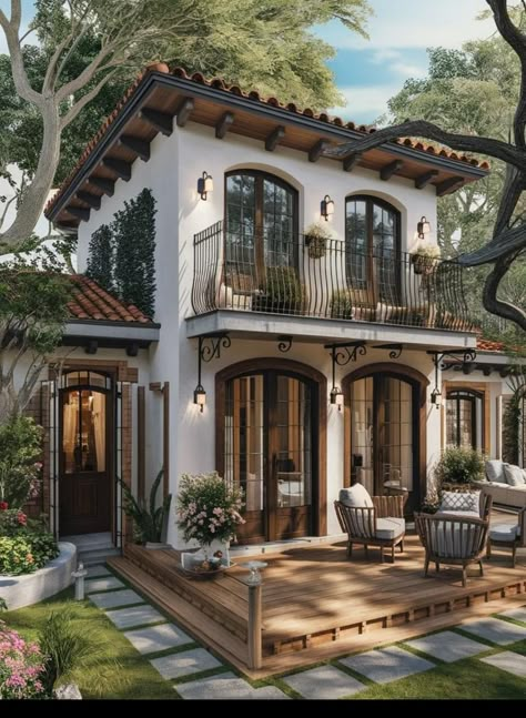 Spanish Inspired Home Exterior, Indian Houses Exterior, Villa Home Exterior, Sims 4 Spanish Style House Interior, Spanish Colonial Style Homes, Houses With Character, Spanish Elevation, Boho House Exterior, Spanish Style Home Plans