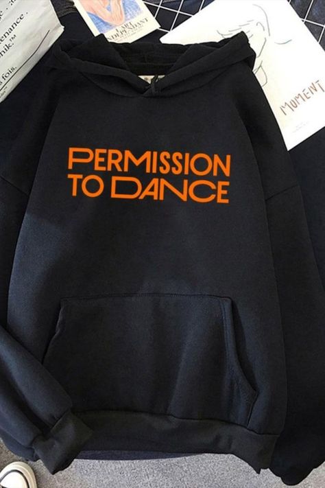 Aesthetic Dance Clothes, Bts Merch Aesthetic, Permission To Dance Bts, Kpop Hoodie, Bts Official Merch, Bts Clothes, Hoodie Merch, Dance Sweatshirt, Merch Aesthetic