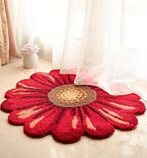 Sunflower Rug, Tufting Diy, Flower Floor, Carpet Designs, Rug For Kitchen, Funky Rugs, Punch Needle Patterns, Rug Inspiration, Round Flower