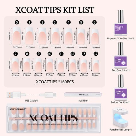 XCOATTIPS® French Kit - Long Square – BTArtbox Nails Jelly Stickers, Manicure Steps, French Tip Design, Gel Glue, Xmas Wishlist, Nail Bed, Gel Top Coat, Gel Tips, Nails French