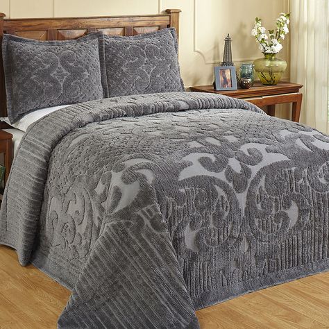 Gray Bedspread, Twin Bedspreads, Queen Bedspread, Chenille Bedspread, Cotton Bedspread, Linen Bedroom, Bedspread Set, Medallion Design, Beautiful Bedding