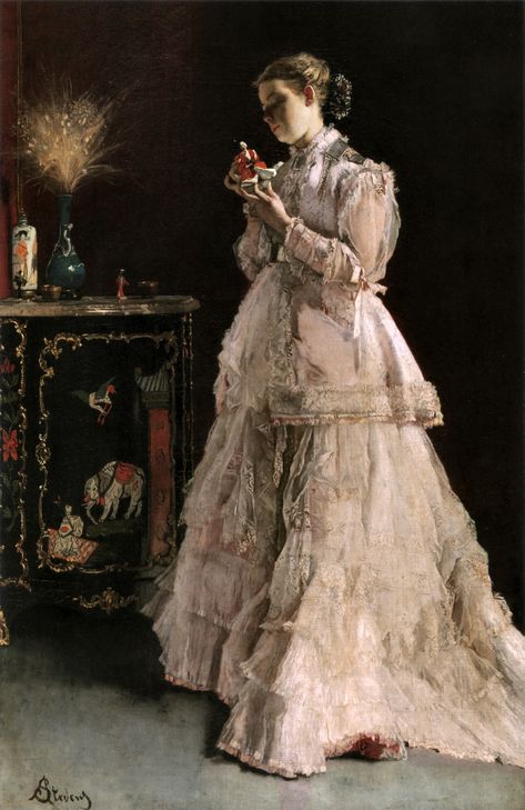 https://flic.kr/p/Pg3iDG | stevens, alfred - Dame in het roze | Alfred Stevens 1823-1906 België 1866 Fashion, Era Victoria, Lady In Pink, Alfred Stevens, 19th Century Paintings, Edouard Manet, Pierre Auguste Renoir, A4 Poster, Victorian Art