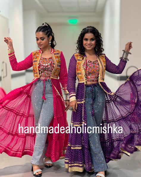 ✨💫We are thrilled to share the exciting news that our outfit has been selected for Nandy sisters for NMACC India program ! We are deeply grateful for this incredible opportunity to present our traditional Gujarati attire and skills on such a prestigious platform. Thank you for believing in our work and providing us with this chance to shine. We look forward to representing our heritage with pride and excellence.✨ This outfits available on website also with many colours options. handmadeaho... Navratri Outfits Traditional, Navratri Kurti, Navratri Dress Kurti, Navratri Kurti Designs, Traditional Look, Garba Outfit Gujarati, Fusion Style Traditional Wear For Navratri, Fusion Traditional Wear For Navratri Festival, Festive Fusion Traditional Wear For Navratri