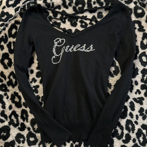 guess black long sleeve ⭐️
size medium 
#grunge #y2k... - Depop Guess Sweater, Black Shirts Women, Y2k Punk, Grunge Y2k, Black Long Sleeve, Sleeve Sweater, Long Sleeve Sweater, Casual Skirts, Dress With Sneakers