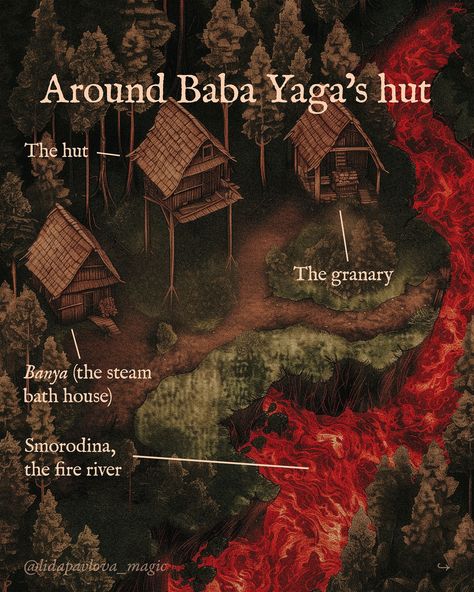 Ever since I started telling you about my native Slavic folklore, I feel a bit like Baba Yaga’s ambassador🦉 So, now I’ve decided to invite you in her hut on chicken legs on a brink of Smorodina fire river… The pictures we’ve created with @khvost.art are here to be a helpful visual, they may be not 100% historically accurate, but we’ve tried our best🐔 What else would you love to know about Baba Yaga? Or, maybe, some other Slavic folklore or mythological characters? Slavic Paganism Aesthetic, Ancient Slavic Aesthetic, Baba Yaga Aesthetic, Slavic Deities, Baba Yaga Art, Slavic Magic, Icelandic Folklore, German Folklore, Cottage Witch Aesthetic