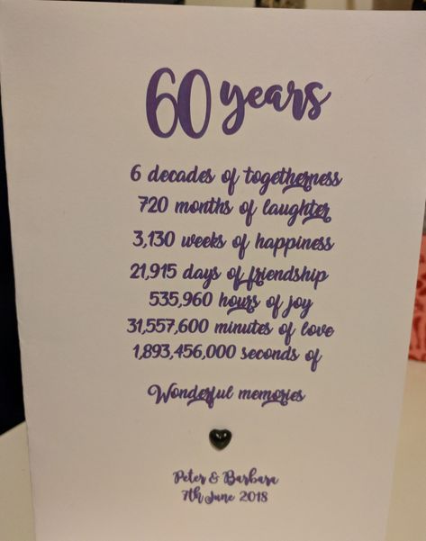 60 Yr Wedding Anniversary, 60th Wedding Anniversary Card Ideas, 60 Anniversary Cards Handmade, 60 Wedding Anniversary Quotes, 60th Wedding Anniversary Gift Ideas Diy, Anniversary Ideas For Grandparents, 60th Anniversary Card Ideas, 60 Wedding Anniversary Ideas Decoration, 60 Year Wedding Anniversary Ideas