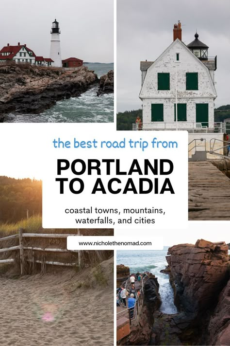 If you want to plan a road trip from Portland to Acadia National Park, you are in the right place! Even though you can drive to Acadia National Park within a few hours from Portland, I recommend taking at least a full day to enjoy a scenic drive along the coast. This guide has everything you need to know about the best Portland to Acadia National Park road trip, so you can plan an incredible trip! National Park Road Trip Itinerary, Maine Road Trip, Maine Trip, Acadia National Park Maine, New England Trip, Visit Maine, England Road Trip, National Park Camping, New England Road Trip