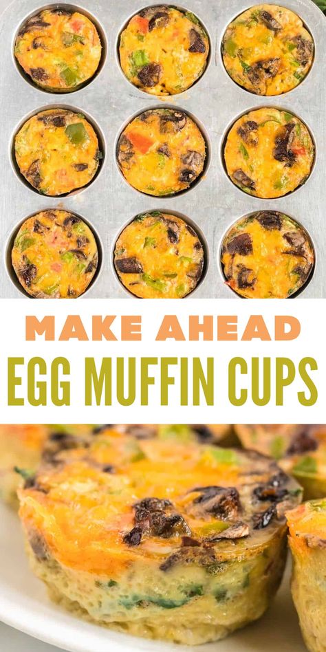 Easy egg muffin cups are the best make ahead healthy breakfast recipe! Perfect grab and go breakfast for busy mornings. Egg White Muffin Cups, Make Ahead Healthy Breakfast, Breakfast Egg Muffin, Egg White Muffins, Easy Egg Muffins, Grab And Go Keto, Muffin Cups Recipes, Breakfast For Busy Mornings, Recipe With Spinach