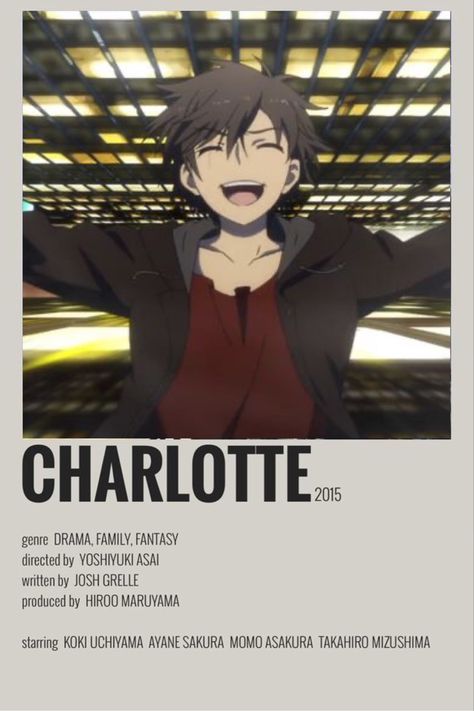 Otosaka yuu falling Anime Film Poster, Charolette Anime, Charlotte Yuu, Minimalist Anime Poster, Anime Title, Minimalist Anime, Charlotte Anime, Anime Sites, Anime Suggestions