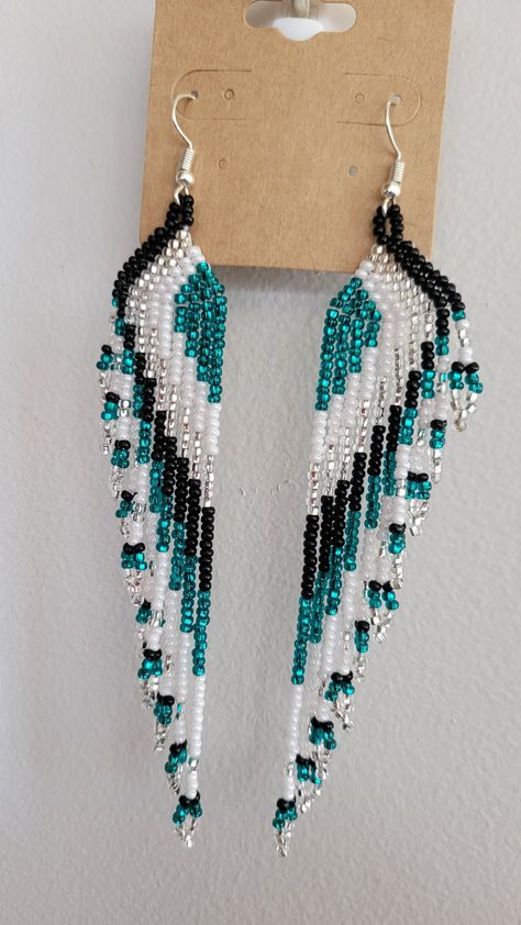 Elegant Seed Bead Earrings, Long Beaded Fringe Earrings, Elegant Beaded Earrings, Beaded Patterns Free, Beaded Earring Patterns, Beading Earring, Fringe Earring Pattern, Native Beaded Earrings, Bead Fringe Earrings