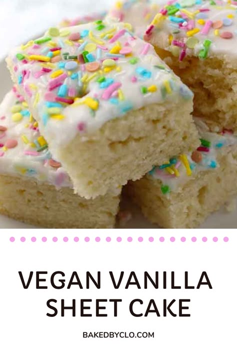 Vanilla Sheet Cake, Cake With Icing, Vegan Bakes, Vegan Vanilla Cake, Vanilla Sheet Cakes, School Dinner, Vegan Baking Recipes, Vegan Baked, School Cake