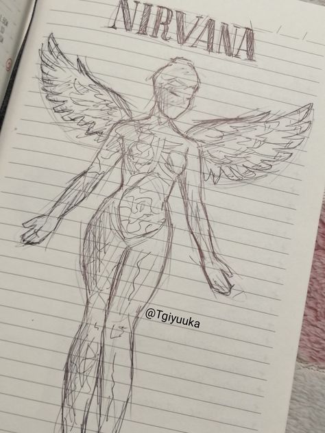 Music Aesthetic Sketch, Sketchbook Ideas Music, Nirvana Drawing Ideas, Nirvana Doodles, Rock Music Drawing, In Utero Drawing, Art Journal Inspiration Doodles, Nirvana Sketch, Music Drawings Doodles