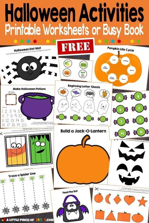 Halloween Printable Activities, Halloween Worksheets Free, Halloween Lesson Plans, Halloween Activities For Toddlers, Halloween Activities Preschool, Halloween Lesson, Pumpkin Life Cycle, Halloween Kindergarten, October Activities