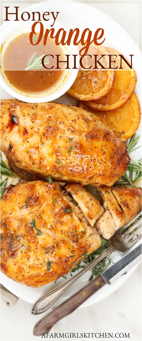 Orange Lemon Chicken Marinade, Orange Chicken Baked Recipe, Sweet Glaze For Chicken, Orange Balsamic Chicken, Healthy Glazed Chicken, Healthy Chicken Glaze, Cooking With Fresh Oranges, Main Dishes For Dinner Chicken, Orange Grilled Chicken Recipe