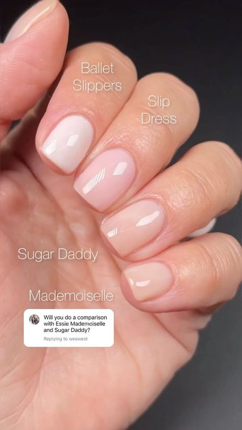 Ballet Slippers Vs Mademoiselle Essie, Ballet Slipper Nail Polish, Essie Ballet Slippers Vs Mademoiselle, Essie Ballet Slippers Mademoiselle, Essie Ballet Slippers Nail Polish, Opi Ballet Slippers, Ballet Slipper Nails, Marshmallow Nail Polish, Diy Natural Nails