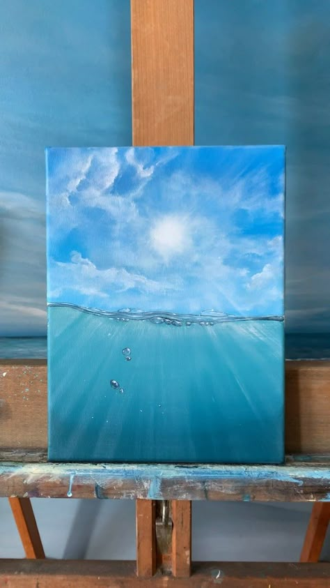 Sea Painting Ideas, Seascape Artists, Reflection Painting, Acrylic Ideas, Cloud Art, Ceramics Art, Cool Wall Art, Painting Art Lesson, Sea Painting