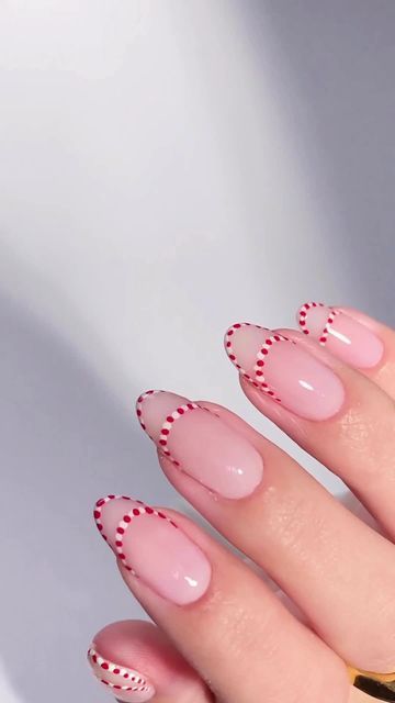 ASOS on Instagram: "Peppermint Drops ❤️ 🤍 As Seen On @basecoatstories [she/her]" Bread Nails, Gingerbread Nail Designs, Nail Ideas December, Holiday Christmas Nails, How To Draw Tulips, Pink Christmas Nail, Holiday Nails Easy, Pink Christmas Nails, Winter Nail Design