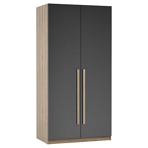 House by John Lewis Mixit Block Handle Double Wardrobe, Gloss Grey/Grey Ash Wooden Almari, Almirah Designs Bedrooms, Apartment Japan, Wooden Cupboard Design, Wooden Almirah, Wooden Wardrobe Design, Single Wardrobe, Almirah Designs, Wooden Cupboard