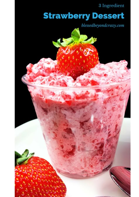 3 Ingredient Strawberry Dessert - one of the absolute easiest desserts you will ever make... PLUS, the kids will love helping you whip this up! #blessedbeyondcrazy #dessert Easiest Desserts, Whipped Cream Desserts, 3 Ingredient Desserts, Jello Dessert Recipes, Strawberry Dessert Recipes, Jello Desserts, Strawberry Dessert, Jello Recipes, Dessert Ingredients