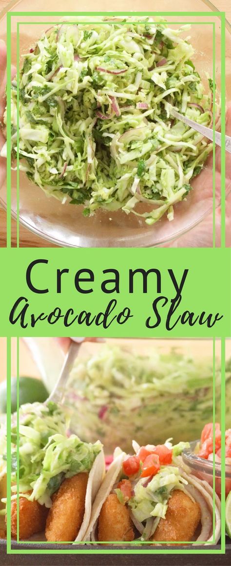 Avocado Slaw, Creamy Slaw, Side Dishes For Fish, Planned Meals, Taco Side Dishes, Fit Meals, Carb Sides, Popcorn Recipes Caramel, Keto Side