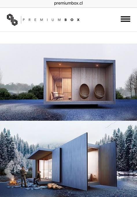 Tiny Office Building, Tiny House Flat Roof, Flat Roof Tiny House, Small Weekend House, Cool Cabins, Emergency Shelters, Small House In The Woods, Tiny House Hotel, Starter Homes