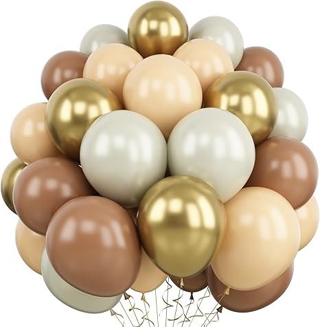 Amazon.com: Balloons Brown and Gold, 60 Packs 12 Inch Retro Brown Cream Balloon, Brown Beige Balloons, Sand White Neutral Balloons Metallic Gold Balloons for Birthday Baby Shower Jungle Boho Wedding Decorations : Home & Kitchen Beige Balloons, 30 Balloons, Balloons For Birthday, Black And Gold Balloons, Ballon Party, Anniversary Party Decorations, Gold Confetti Balloons, Rose Gold Balloons, Balloon Arrangements