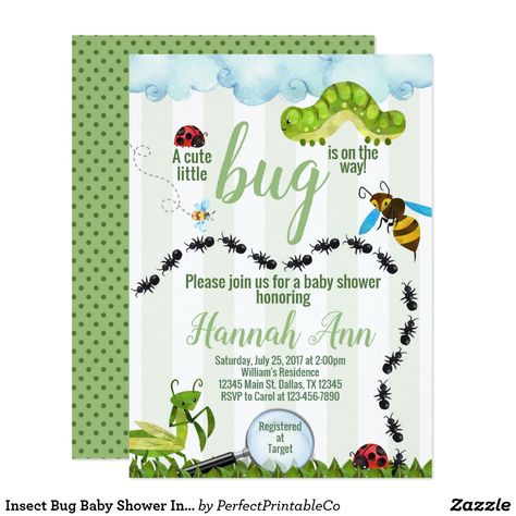 Bug Baby Shower, Sprinkle Shower, Baby Bug, Boho Invitations, 1st Birthday Cakes, Baby Invitations, Unique Baby Shower, Bugs And Insects, Create Your Own Invitations