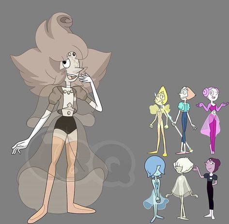 Pearl, yellow pearl, blue pearl, pink pearl, lonely pearl, and aubergine pearl = ultimate pearl Steven Universe Pearl, Steven Universe Fan Fusions, Steven Universe Fusion, Steven Universe Lapis, Steven Universe Diamond, Pink Diamond Steven Universe, Steven Universe Movie, Steven Universe Anime, Pearl Steven Universe