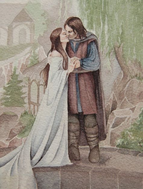 Aragorn and Arwen by Lamorien on DeviantArt Aragorn And Arwen, Tolkien Artwork, Elven Princess, Mystical Places, Lotr Art, Jrr Tolkien, Fairytale Art, Middle Earth, Lord Of The Rings