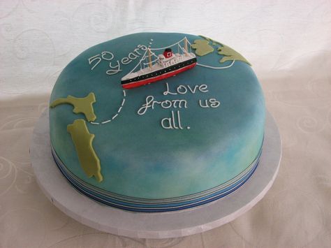 emigrating, bon voyage boat cruise ship                                                                                                                                                                                 More Burfee Cake, Cruise Cake, Bon Voyage Cake, Travel Cakes, Marine Cake, Map Cake, Boat Cake, Nautical Cake, Travel Cake