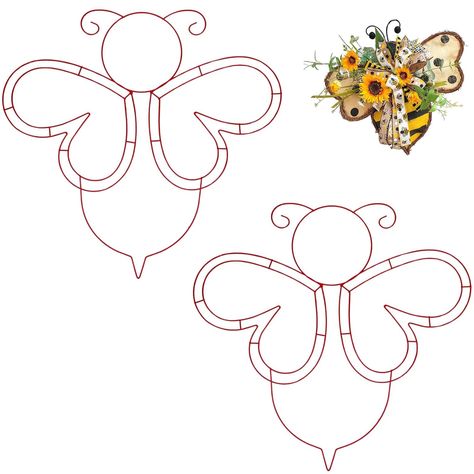 PRICES MAY VARY. 🐝Bee Shape: These bee-shaped forms make a fun and festive base for creating one-of-a-kind wreaths that celebrate nature and add a touch of sweetness to your home decor 🐝Perfect Diy Decor: These bee-wire wreath forms are intended to be simple to use, making them appropriate for crafters of all skill levels 🐝Size: The bee wire wreath forms measure 14 inches in width, 0.39 inches in thickness, and 14 inches in height 🐝Wide Application: The Bee Wreath Door Decoration is not only Sunflower And Bee Wreath, Bee Wreath Form, Deco Mesh Wreaths Diy, Wire Wreath Forms, Wire Wreath Frame, Mesh Wreath Diy, Bee Wreath, Summer Patio, Wreath Frame