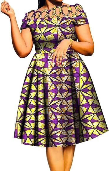 Amazon.com: XIAOHUAGUA African Dresses for Women Cotton Rope Weaving Collar African Print Wax Clothing Knee-Length Lady Dress : Clothing, Shoes & Jewelry Ankara Print Dress, Dashiki Outfit, African Print Pants, Rope Weaving, Classy Short Dresses, African Print Dress Ankara, African Print Clothing, Best African Dresses, African Lace Dresses