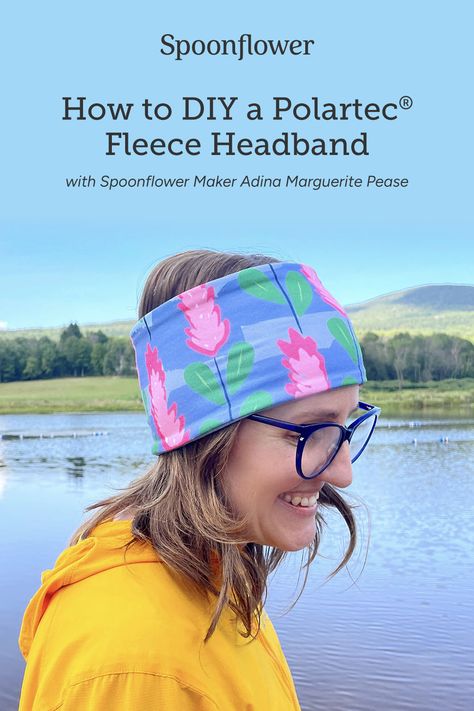 Calling all runners, campers, tailgaters, and anyone else with a noggin to keep warm: meet your new favorite cold-weather DIY! 🍁❄️ Customize your cozy headband with a fat quarter of super-soft Polartec® Fleece and Modern Jersey, creating the perfect accessory for those colder days ahead. Check out this FREE tutorial from Spoonflower maker Adina of Ramble Goods! Fleece Hat Patterns Free, Fleece Headband Ear Warmer, Sew Fleece Hat, Fleece Sewing Patterns, Embroidery Sewing Patterns, Ponytail Hat Pattern, Fleece Hat Pattern, Fleece Sewing Projects, Ski Headband