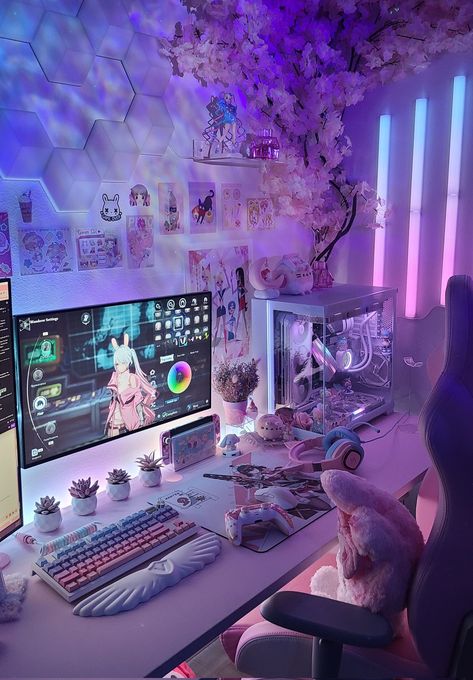 ℕ𝕪𝕩 on X: "I just started Tower of Fantasy and played all night, customizing my character and finishing the prologue. Join me in this MMORPG 🫶 https://t.co/RNYuoT9J6R" / X Pink Setup Gaming, Light Purple Gaming Setup, Lilac Pc Setup, Gaming Setup Cozy, Pink And Purple Gaming Setup, Black And Pink Room Ideas, Purple Pc Setup Aesthetic, Black And Pink Room, Kawaii Gaming Setup Purple