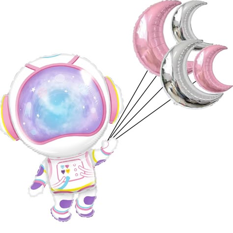 PRICES MAY VARY. 1: Package: each package comes with 2pieces Astronaut balloon,2pcs pink moon balloon,2pcs silver moon balloons. 2:Balloon inflation: the pink astronauts balloon support helium. 3: Balloon Notice:Moon shape balloon has two size , one is 18inch ,one is 24inch moon. 4:Party Decoration: These balloons are unique , they can decorate your woman,girl space theme party decoration. 5:Customer service:After getting goods, if have any problem,please send me message,i will solve it immediat Girl Astronaut Party, Two The Moon Birthday, Moon Themed Birthday Party, Two The Moon Birthday Party Girl, Two The Moon Party, Two The Moon Birthday Party, Space Theme Party Decorations, Space Party Decor, Moon Party Ideas